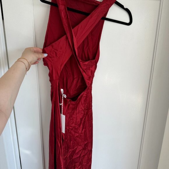 NWT Reformation Casette Midi Silk Dress Sangre Red Sz 2 Wedding Bridesmaid Gown - Picture 8 of 10